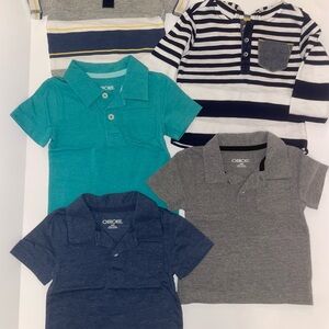 Cherokee & OshKosh Kids Polo Shirt 5 Set - Blue, Gray, Teal, Stripes